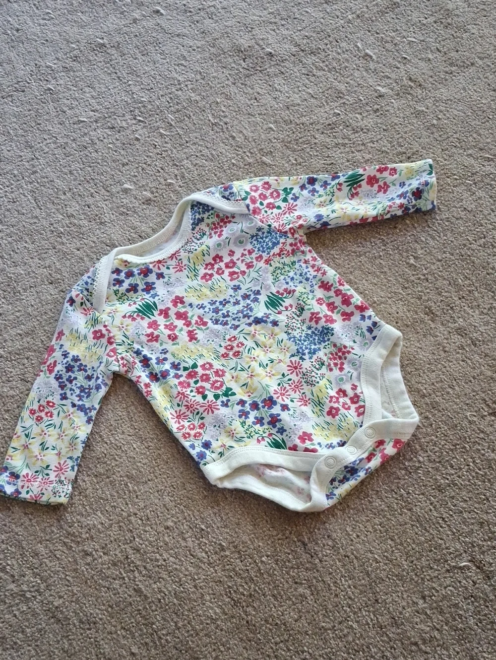 wonder nation Floral Long-Sleeve Baby One-Piece Bodysuit - White Multi